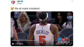 ▲尼克新秀奎克利（Immanuel Quickley）球衣名字拚錯。（圖／翻攝自NBA推特）