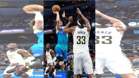 ▲「球三弟」鮑爾（LaMelo Ball）轉身拋投進壓哨球。（圖／路透社／達志影像）