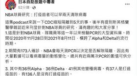 林氏璧提到有關NBA球員研究，打疫苗者可以早2天清除病毒。（圖／翻攝自日本自助旅遊中毒者）