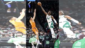 ▲威廉斯（Robert Williams III）賞布克（Devin Booker）一鍋。（圖／美聯社／達志影像）