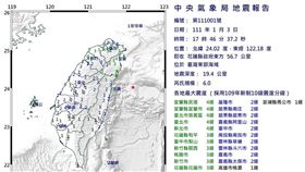 17：46規模6地震（圖／中央氣象局）