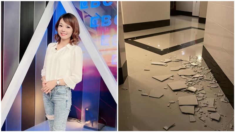 強震！主播開門磁磚墜下：差點臉全血