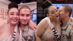 泰國富婆莉娜曾與其中一任鮮肉老公上節目放閃。（圖／翻攝自微博）