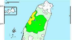 12縣市有感！台中清晨傳規模4.5地震　最大震度4級（圖／翻攝自氣象局）
