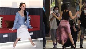 郭書瑤出席完活動在路邊拍照，性感下半身曲線託怪風所賜展露無遺。（圖／本刊攝影組）