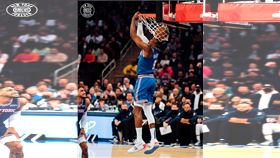 ▲巴瑞特（RJ Barrett）秀拉桿反扣。（圖／翻攝自尼克推特）