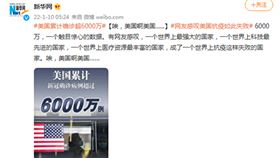 中國官媒新華網微博日前發文嘲諷美國防疫不力，反而引起中國網友不滿。（圖／翻攝自新華網微博）