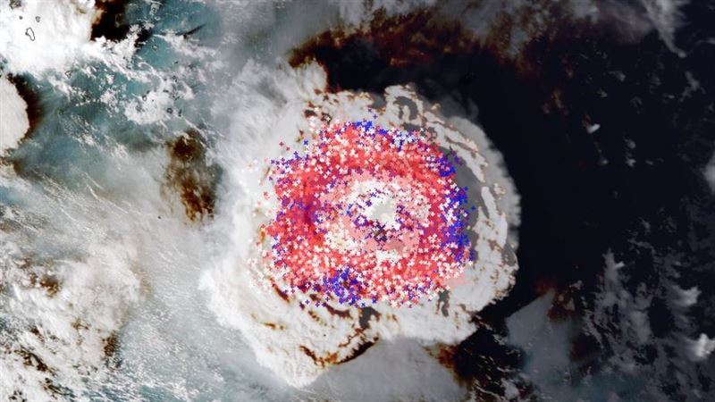 火山爆發引日海嘯！閃電噴發畫面震撼