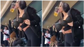 正妹球場脫衣「抖雙峰狂歡」！地方媽媽不忍…現場出手了（圖／翻攝自@KEEMSTAR推特）