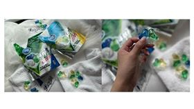 ▲得意洗衣膠囊特殊3心造型，加入具有香香豆功能的「螨洗淨豆豆」，4效合一「抑菌、洗淨塵螨、去汙、除臭淡香」功能，一拋快速有效。（圖／業者提供）