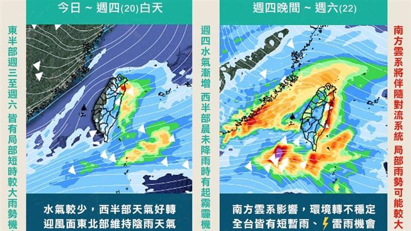 「雷雨彈」明晚襲台！全台降雨機率增