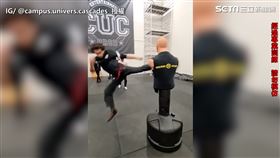 ▲法國特技學生飛踢假人。（圖／IG @campus.univers.cascades　授權）