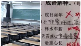 小學生的成語解釋與教室示意圖（組合圖／翻攝自微博與Pixabay圖庫）