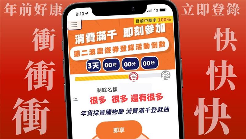 農遊券年前滿千登錄　開工爽領888