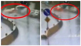 ▲新北市淡水淡金路四段車禍，藍寶堅尼打滑失控撞上電線桿，再180度轉圈撞到另輛路邊停車車輛才停下來，一共2車遭波及。（圖／翻攝畫面）