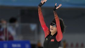 中國競速滑冰選手阿合娜爾·阿達克。美聯社