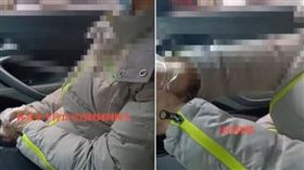 ▲男子因不斷指揮妻子開車，被對方用膠帶封住嘴巴並把手綁起來。（圖／翻攝自微博）