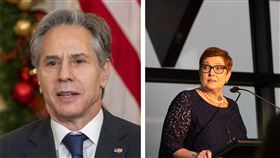  美國國務卿布林肯（右）與澳洲外長潘恩（左）　組圖 （圖／翻攝自@MarisePayneｗ推特、布林肯推特）