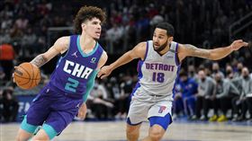 ▲「球三弟」鮑爾（LaMelo Ball）單場投進7顆三分球攻下全場最高31分。（圖／美聯社／達志影像）