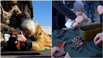 烏克蘭嬤趴地打靶！爸媽牽孩共赴戰場