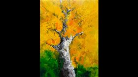 金牌畫家陳炳臣要參賽的畫作「銀杏曦春」遭郵局搞丟。（圖／翻攝臉書）