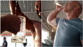 拳擊手滿身是汗…脫衣「擰成1杯水」！教練接過一口氣全乾（圖／翻攝自@SkySportsBoxing推特）