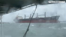 祥富輪因風浪過大斷纜，撞上另一艘貨櫃輪後擱淺。（圖／民眾提供）