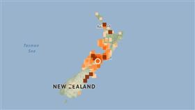 紐西蘭南島城市布萊尼姆（Blenheim）附近今天發生規模5.6地震，震源深度30公里。（圖／翻攝自GeoNet官網https://www.geonet.org.nz/）