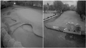  淡水冷到下雪了？監視器攝「整片積雪」　高爾夫球場急回應（圖／翻攝自高爾夫文摘粉專）