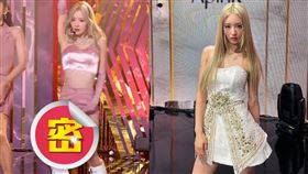 普美在舞台跳到一半疑似遭靴子刮傷，腿開始噴血還染到白靴。（圖／翻攝自SBS KPOP YouTube）