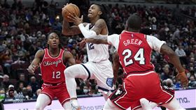 ▲莫蘭特（Ja Morant）攻下生涯新高46分，帶領灰熊擊敗公牛。（圖／美聯社／達志影像）