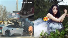 BMWi8超跑、網紅Kimi 柔（圖／翻攝畫面、翻攝自Kimi 柔臉書）