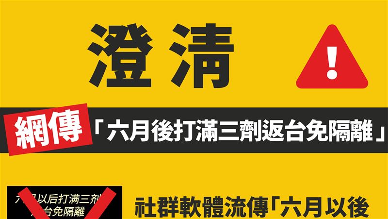 6月後打滿3劑返台免隔離？錯誤訊息