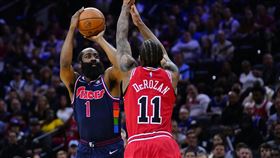 ▲哈登（James Harden）追平米勒（Reggie Miller）並列史上第3。（圖／美聯社／達志影像）