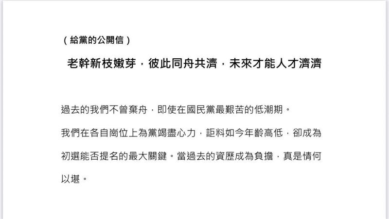 不滿議員提名辦法　藍中生代發公開信