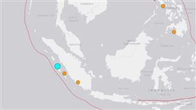 印尼蘇門答臘島西岸外海發生規模6.7強烈地震。（圖／翻攝自美國地質調查所官網）