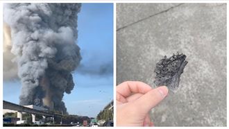 桃家樂福物流大火　中壢竟「下黑雪」