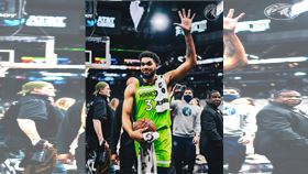 ▲唐斯（Karl-Anthony Towns）15日對馬刺狂砍60分。（圖／翻攝自灰狼推特）