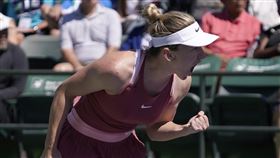 ▲羅馬尼亞前世界球后哈勒普（Simona Halep），在印地安泉32強扳倒地主種子選手「天才少女」葛芙（Coco Gauff）。（圖／美聯社／達志影像）