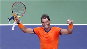 ▲西班牙「蠻牛」納達爾（Rafael Nadal）苦戰3盤，擊退澳洲「壞小子」基爾喬斯（Nick Kyrgios）。（圖／翻攝自印地安泉網賽bnpparibasopen IG）