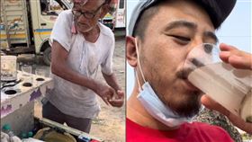  喝恆河水的抖音網紅劉庸/在恆河邊買檸檬汁。抖音