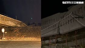 花蓮縣玉里醫院前一處高架橋（玉興橋新建工程橋樑）發生斷裂。 （圖／翻攝畫面）