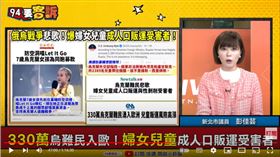 新北市議員彭佳芸在《94要客訴》怒嗆前衛生署長楊志良，把烏克蘭孤兒當童養媳?