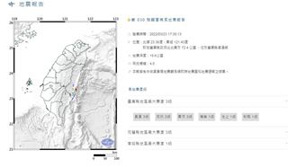 17:38規模4.0地震！台東3級