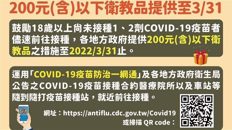 你打疫苗了嗎？2百衛教品只到3月底