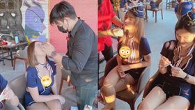 泰國一間酒吧的女服務生做快篩。（圖／翻攝自《Drink กลิ้ง bar》臉書）