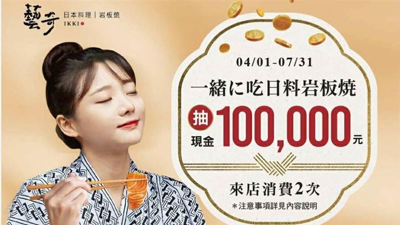 真心不騙！吃2次藝奇就抽現金10萬