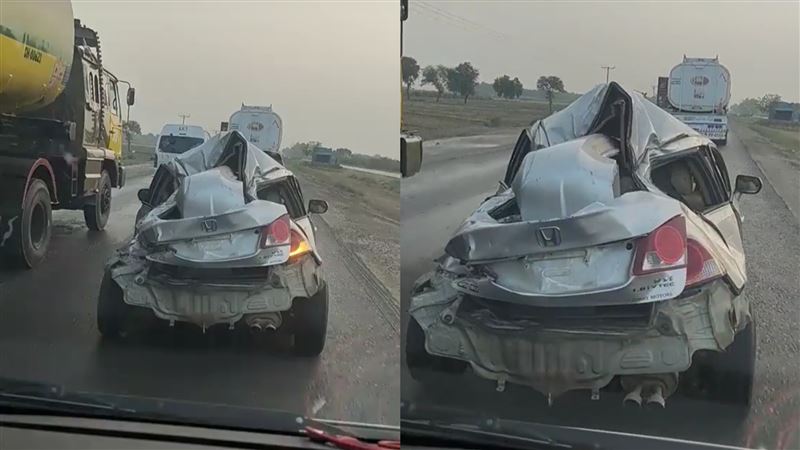 轎車被撞成「廢鐵」照上路　影片曝光