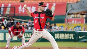 ▲味全龍Jake Brigham（布里悍）開幕戰先發勝。（圖／味全龍球團提供）