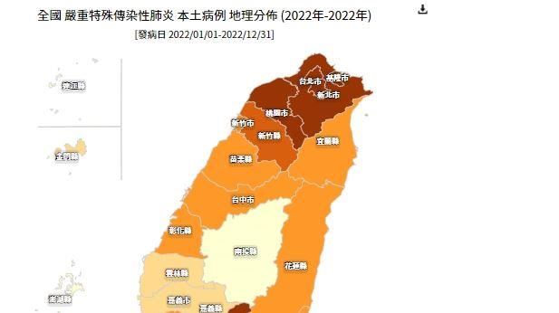 本土病例分布地圖曝　5縣市顏色最深